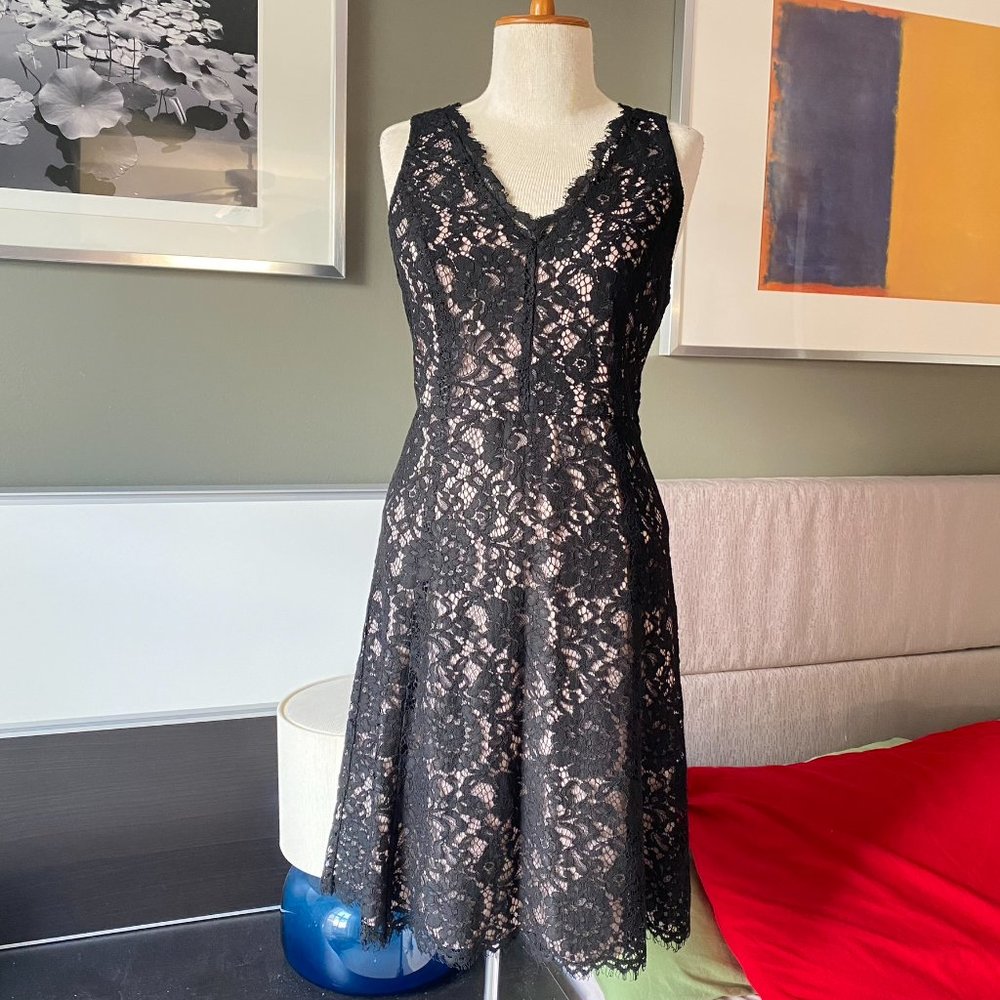 - LOFT Sexy Black Lace Overlay Sleeveless Party Dress US2   - F326